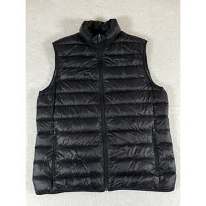 Eddie Bauer Black Quilted Goose Down Puffer Vest Men's Sz Large Hiking Outdoor
